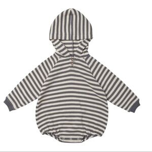 Quincy Mae Waffle Striped Hooded Romper